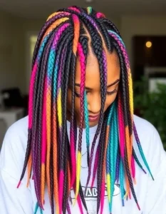 Mixed Color Box Braids