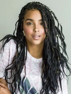 Box Braids with Loose Ends